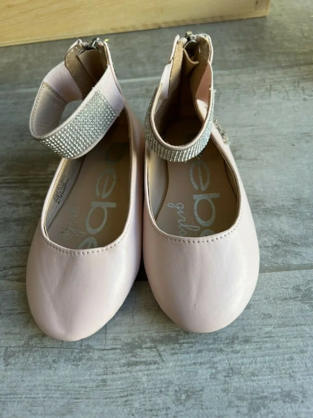 Bebe Girls Toddler Shoe Size 8 Pink Rhinestones Ballet Flats Dress Up Special